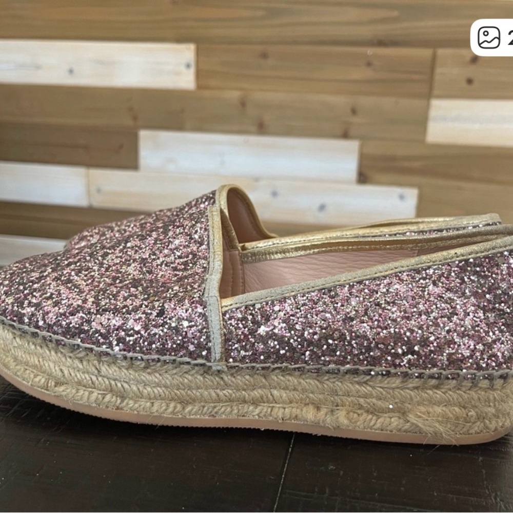 Kate Spade pink glitter platform espadrilles with gold detail - women’s size 6 - Picture 5 of 9